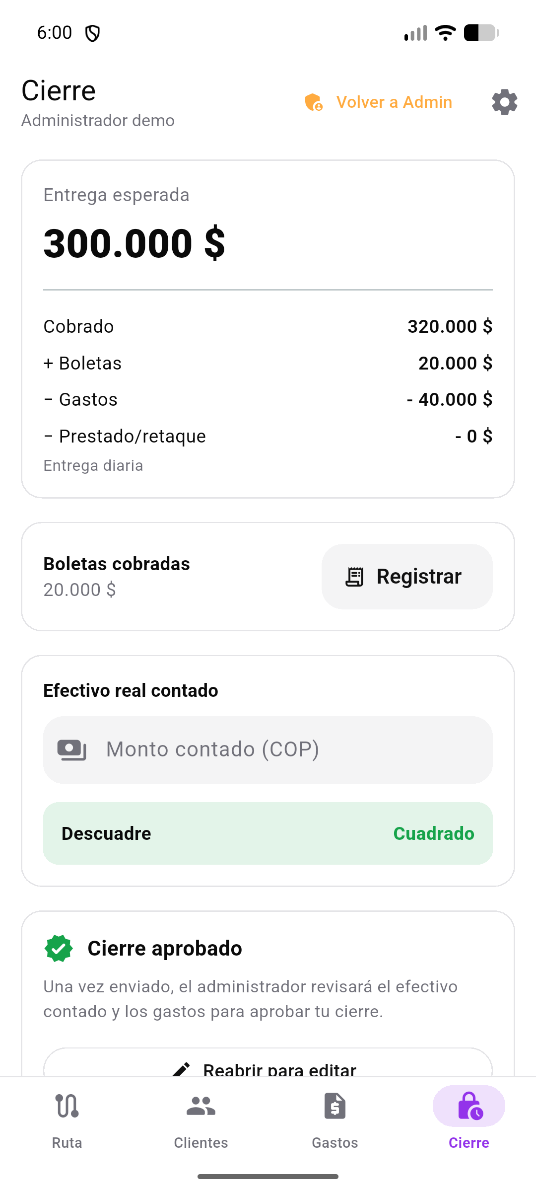 Cierre de caja